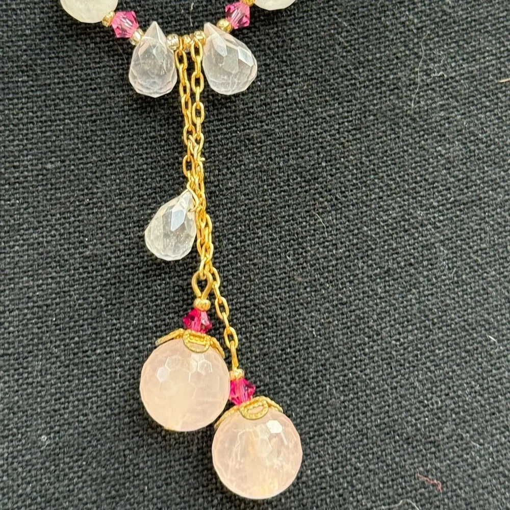 NWOT - Elegant Pink Crystal Necklace and Earring Set - Not Plastic!!!